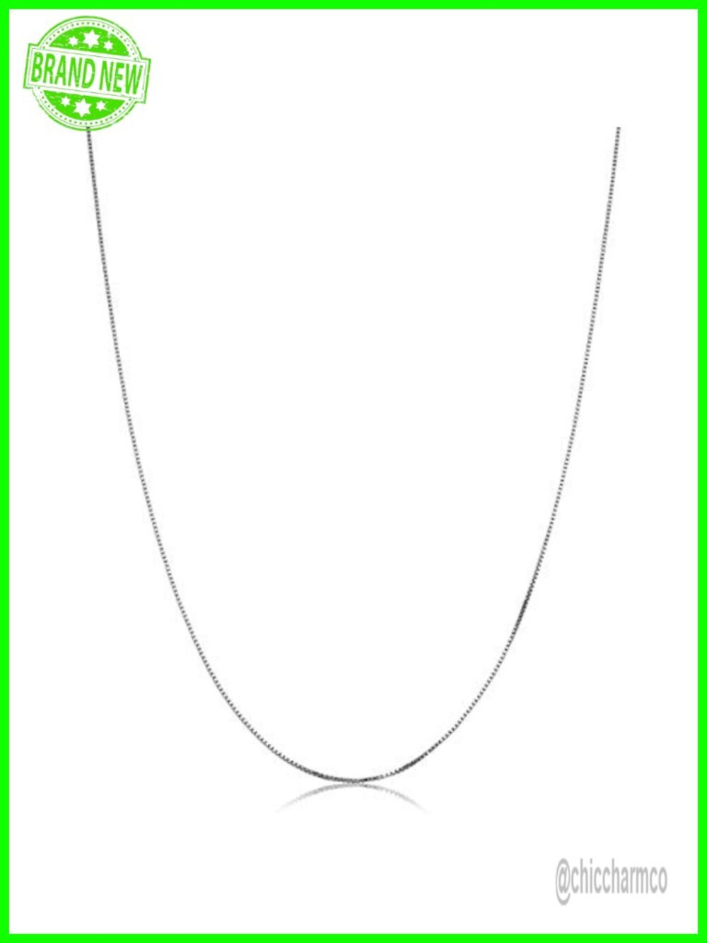 Solid 14K White Gold Venetian Box Chain Necklace Real Gold Spring Ring